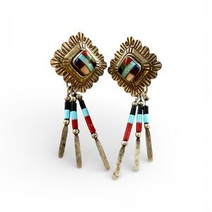Artisan Silver Vintage Zuni Dangle Earrings